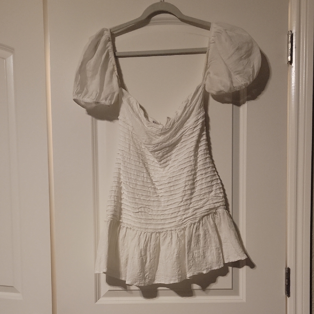 Hello Molly Elegant White Puff Sleeve Top Dress